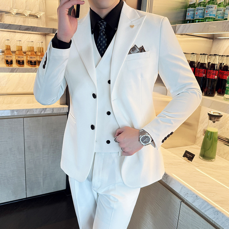 Men Formal Wear For Dinner - بدلات رجالية بيضاء من 3 قطع