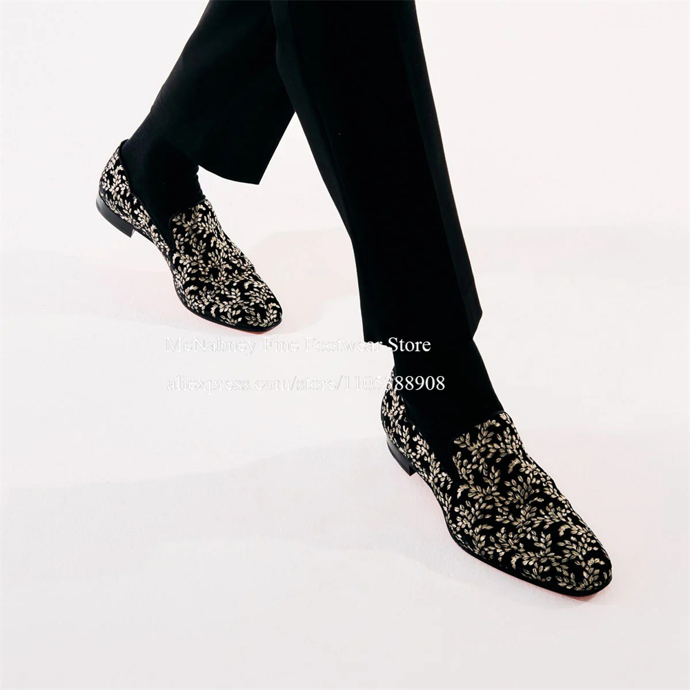 Men'S Formal Party Wear Shoes - حذاء رجالي أسود من الحرير المخملي