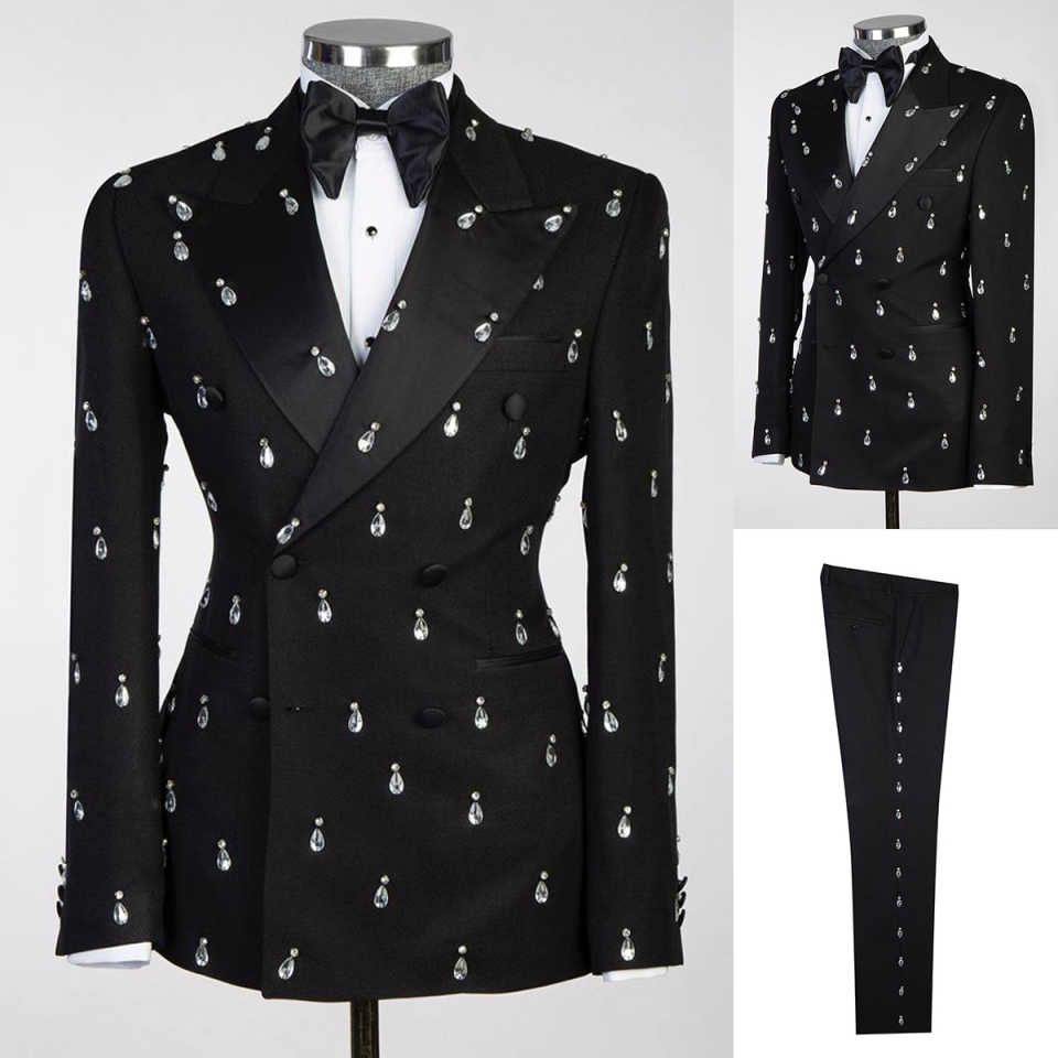 Large Men Formal Wear - كبير كريستال العريس الزفاف البدلات الرسمية