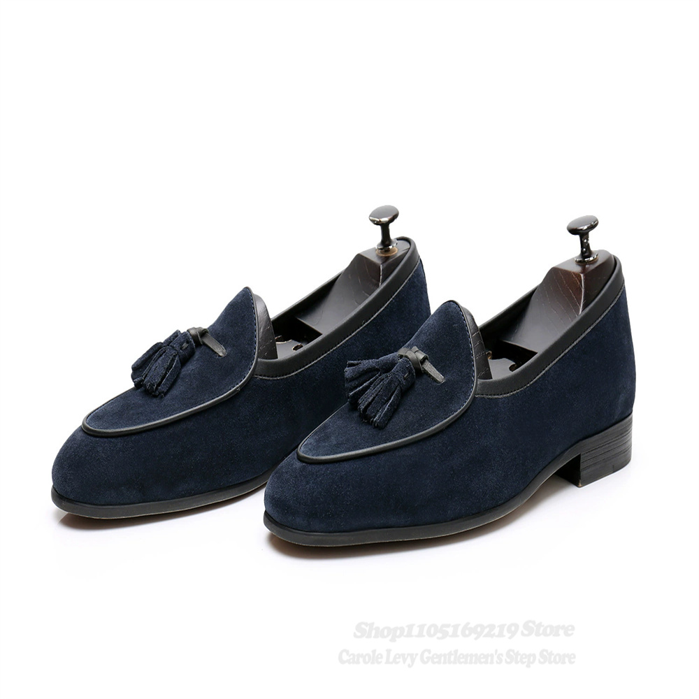 شرابة ديكور حذاء رجالي الأزرق  - مراجعة Men Formal Wear Shoes وسعره