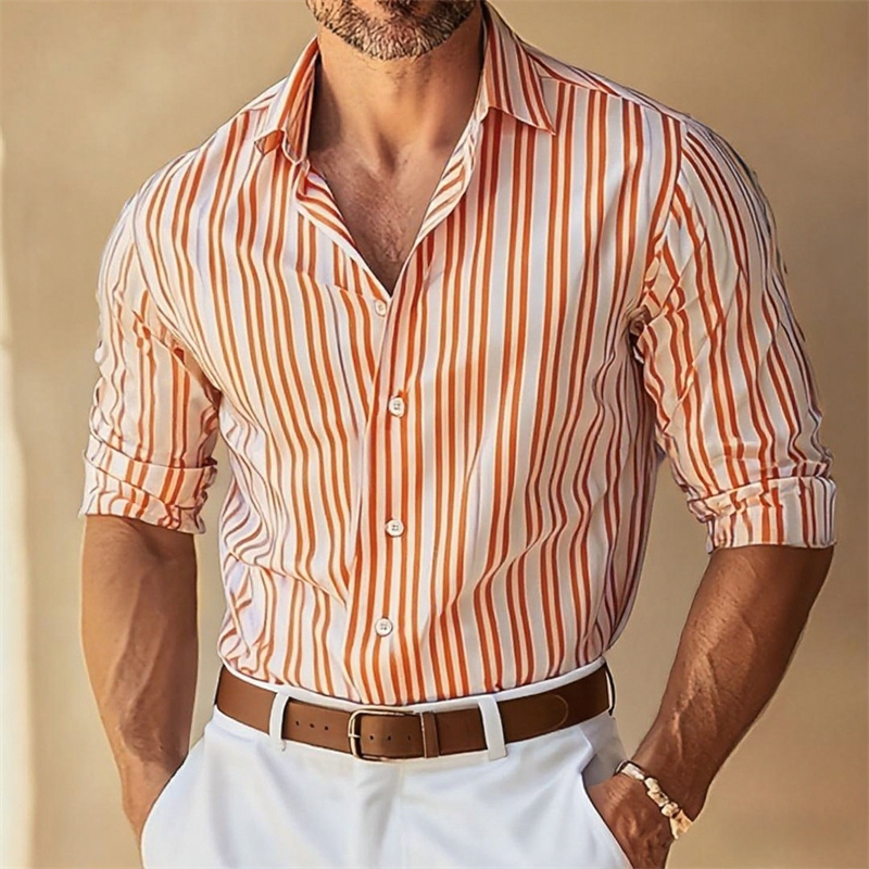 قميص رجالي رسمي بياقة مخططة وأ - مراجعة Large Men Formal Wear وسعره